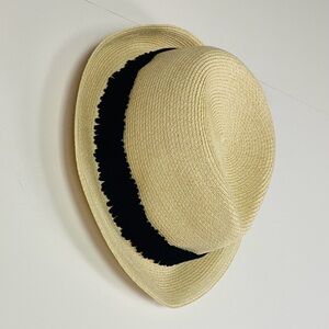Eugenia Kim Natural Paper Straw Hat with Black Trim Fedora
